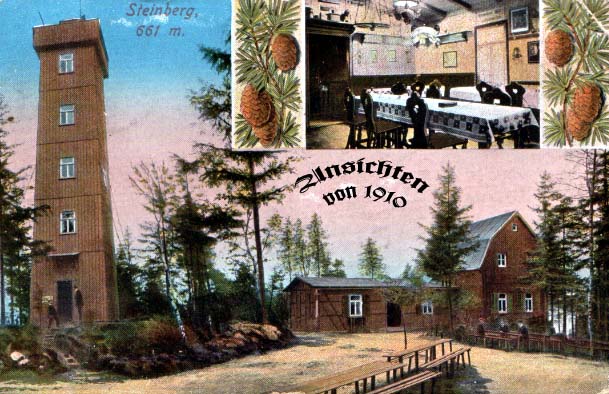 alte Postkarte vom Aussichtsturm Steinberg