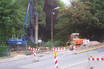 Die Versorgungsleitung der Brauerei wird gebaut